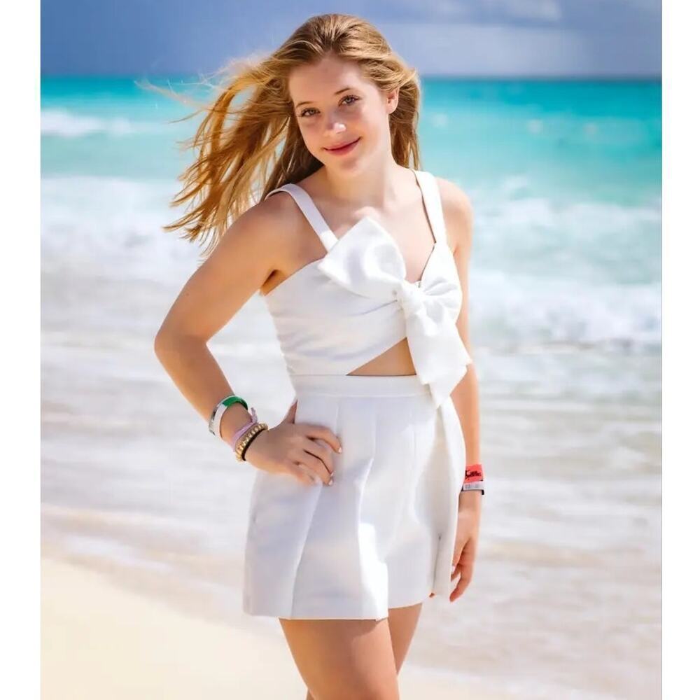 Jay Godfrey Fernie Romper Sleeveless Sweetheart Neck Bow Pleated Satin White 2